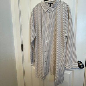 Silk Crepe de Chine Striped Swing Shirt